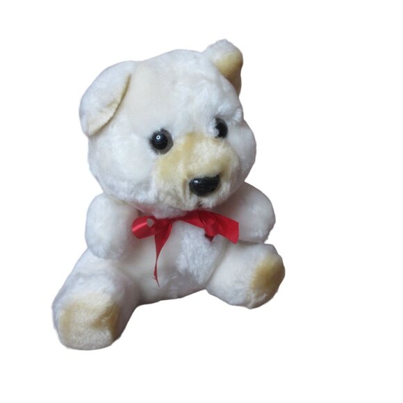 Cobbie Cuddlers White Bear Plush 8" Heart Stuffed - Vintage - Picture 1 of 8